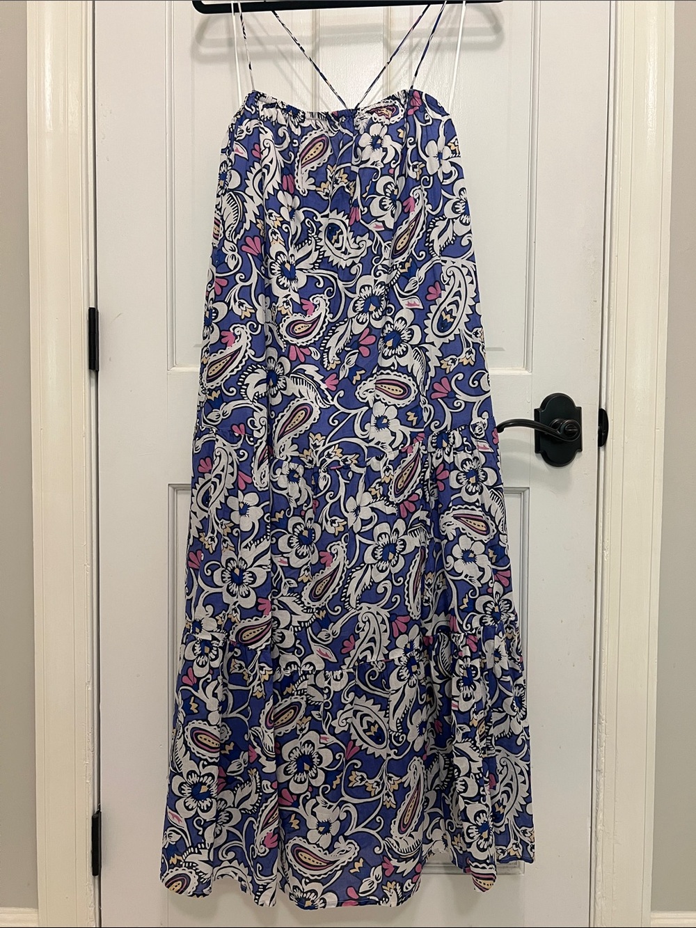 LOFT Blue Paisley Floral Maxi Dress with Spaghetti Straps - Picture 7 of 10